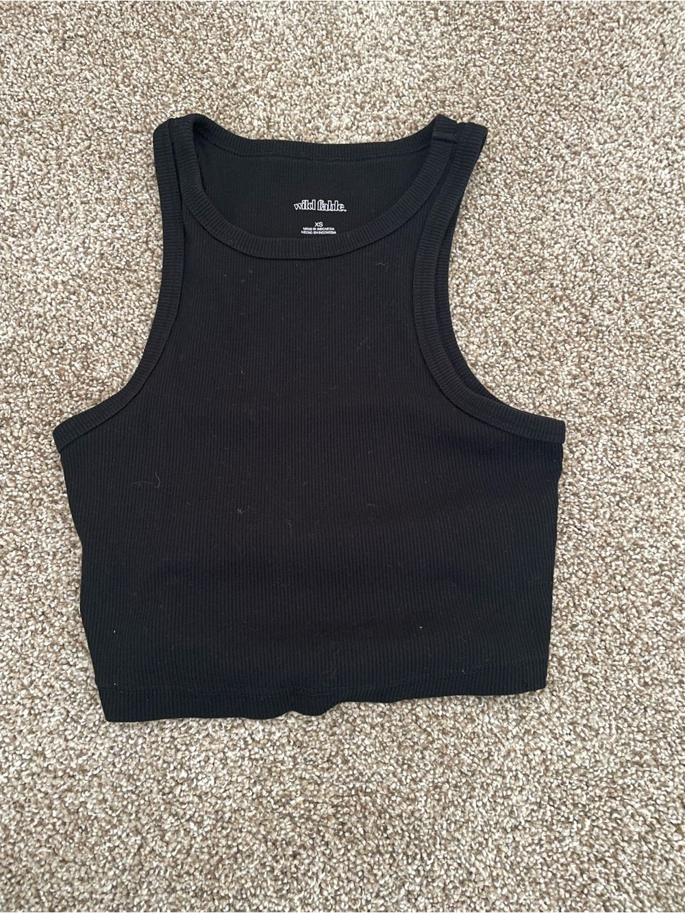 wild fable Black Ribbed High-Neck Cropped Tank